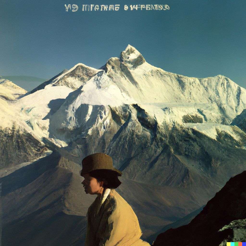 someone gazing at Mount Everest, front cover of Vogue, 1990